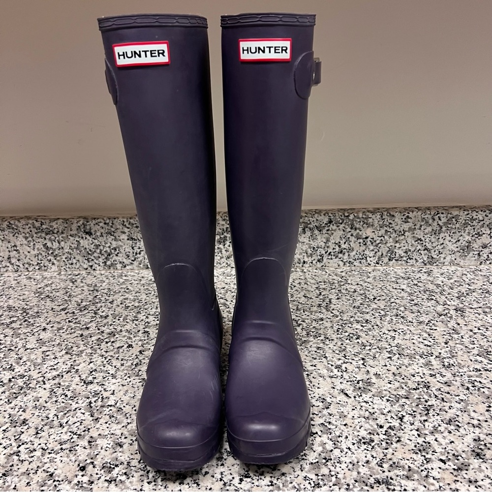 Hunter Purple Winter Rain Boots Knee-High